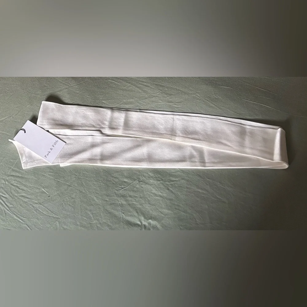 Park & Fifth White Satin Neck Wrap Scarf - Picture 5 of 7